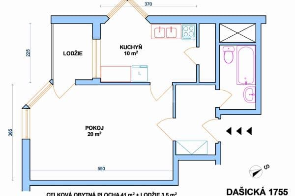Pronájem bytu 1+1 44 m², Dašická, Pardubice Pronájem bytu 1+1 44 m², Dašická, Pardubice
