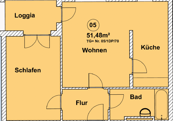 Pronájem bytu 2+1 52 m², Hallesche Allee 13, Karlsruhe Pronájem bytu 2+1 52 m², Hallesche Allee 13, Karlsruhe