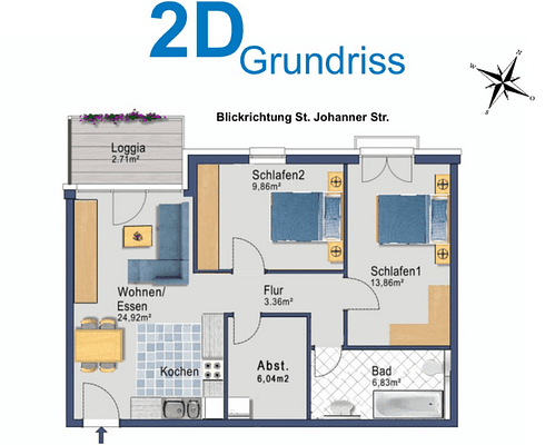 Pronájem bytu 2+1 68 m², St. Johanner Str. 87, Saarbrücken, Země Sársko Pronájem bytu 2+1 68 m², St. Johanner Str. 87, Saarbrücken, Země Sársko