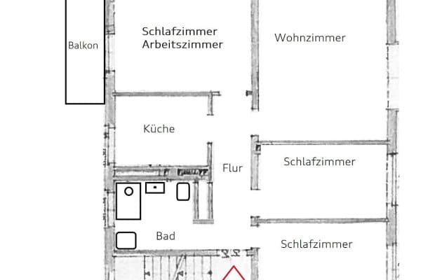 Pronájem bytu 4+1 90 m², Seitenstraße der Ludwig-Mond-Straße, Kassel Pronájem bytu 4+1 90 m², Seitenstraße der Ludwig-Mond-Straße, Kassel