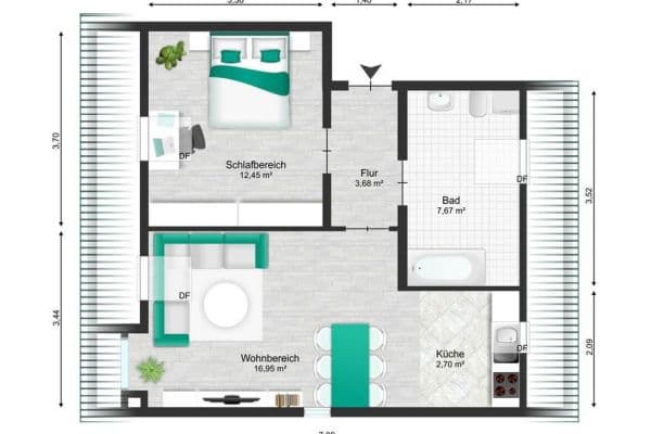 Pronájem bytu 2+1 35 m², Straße des 3. Oktober 23, Frohburg, Sasko Pronájem bytu 2+1 35 m², Straße des 3. Oktober 23, Frohburg, Sasko