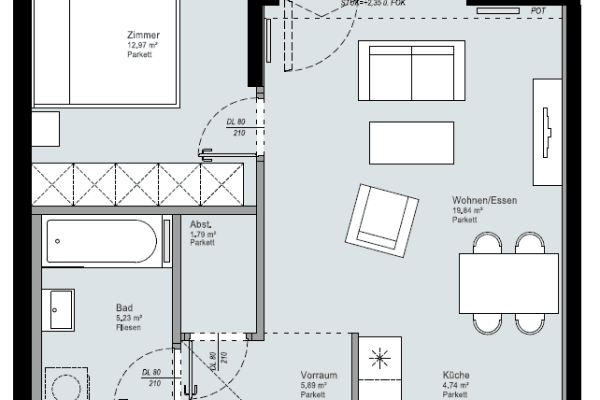 Pronájem bytu 2+1 53 m², Donau City Straße 12, Wien, Wien Pronájem bytu 2+1 53 m², Donau City Straße 12, Wien, Wien