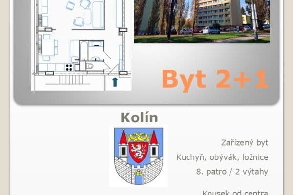 Pronájem bytu 2+1 62 m², Bezručova, Kolín, Středočeský kraj Pronájem bytu 2+1 62 m², Bezručova, Kolín, Středočeský kraj