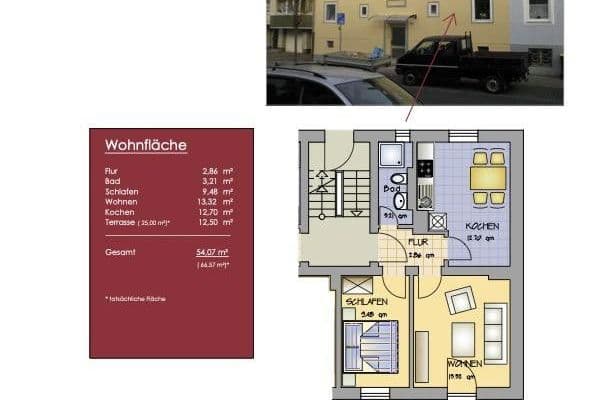 Pronájem bytu 2+1 54 m², Scharnhorststraße 164, Düren Pronájem bytu 2+1 54 m², Scharnhorststraße 164, Düren