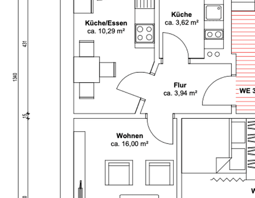 Pronájem bytu 2+1 41 m², Friedrich Engels Straße 2, Schkeuditz Pronájem bytu 2+1 41 m², Friedrich Engels Straße 2, Schkeuditz