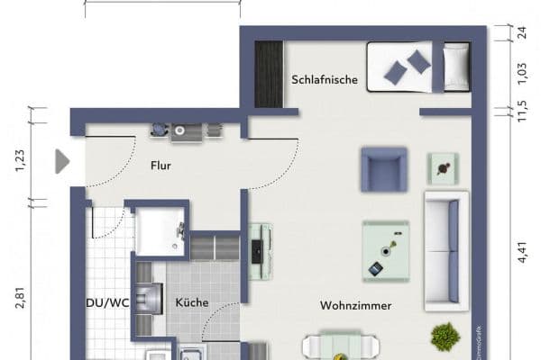 Pronájem bytu 1+kk 32 m², Postallee 27, Gladbeck Pronájem bytu 1+kk 32 m², Postallee 27, Gladbeck