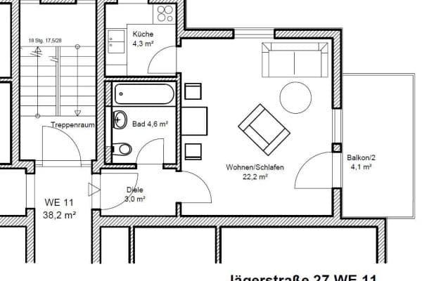 Pronájem bytu 1+1 39 m², Jägerstraße 27, Dresden, Sasko Pronájem bytu 1+1 39 m², Jägerstraße 27, Dresden, Sasko