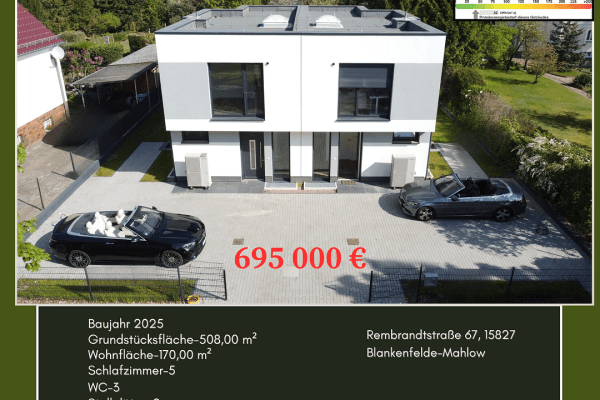 Prodej domu 170 m², pozemek 508 m², Rembrandtstraße 67, Blankenfelde-Mahlow Prodej domu 170 m², pozemek 508 m², Rembrandtstraße 67, Blankenfelde-Mahlow