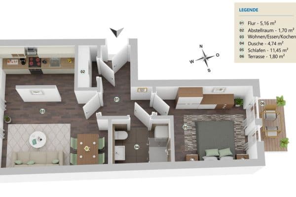 Pronájem bytu 2+1 47 m², Luisenstraße 14a, Oranienburg Pronájem bytu 2+1 47 m², Luisenstraße 14a, Oranienburg