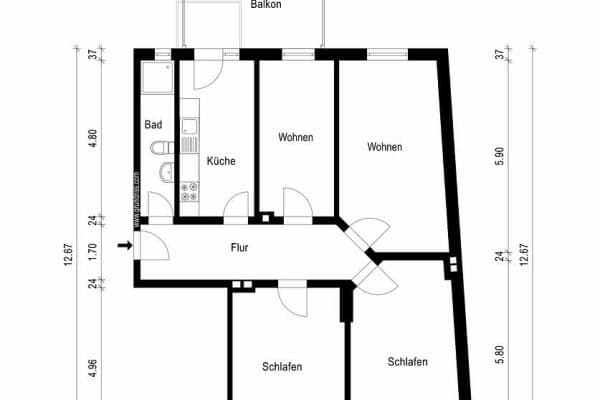 Prodej bytu 4+1 100 m², Voßstr., Hannover, Dolní Sasko Prodej bytu 4+1 100 m², Voßstr., Hannover, Dolní Sasko