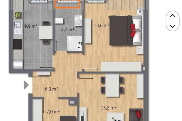 Pronájem bytu 2+kk 54 m², Essen, Severní Porýní-Vestfálsko Pronájem bytu 2+kk 54 m², Essen, Severní Porýní-Vestfálsko