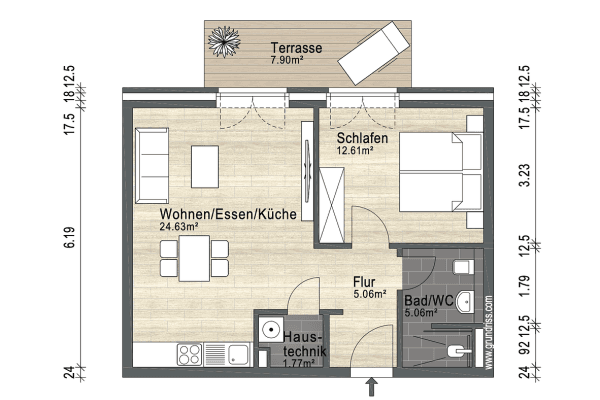 Pronájem bytu 2+1 53 m², Papendorfer Str. 7a, Brunsbek Pronájem bytu 2+1 53 m², Papendorfer Str. 7a, Brunsbek