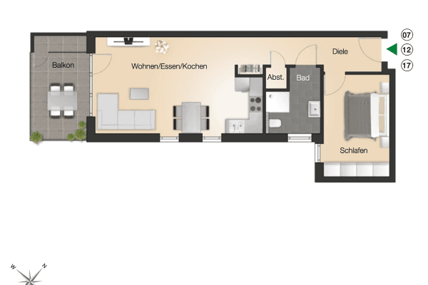 Pronájem bytu 2+1 59 m², Villingen-Schwenningen, Bádensko-Württembersko Pronájem bytu 2+1 59 m², Villingen-Schwenningen, Bádensko-Württembersko