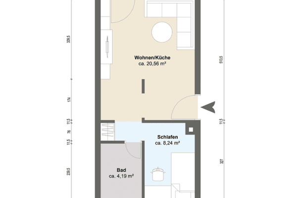 Pronájem bytu 2+1 35 m², Talstr. 123, Untergruppenbach Pronájem bytu 2+1 35 m², Talstr. 123, Untergruppenbach