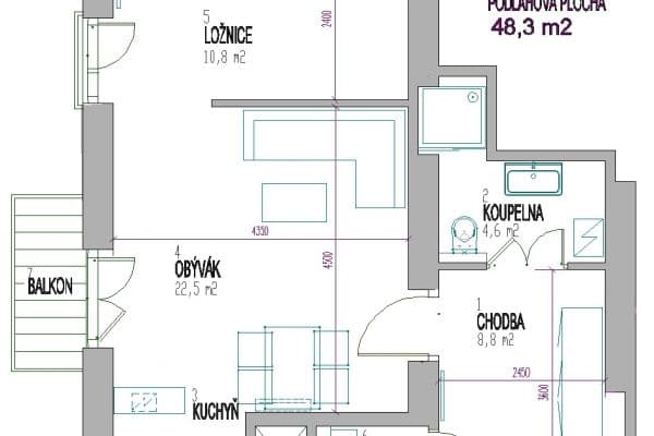 Pronájem bytu 1+kk 48 m², Švendova, Hradec Králové Pronájem bytu 1+kk 48 m², Švendova, Hradec Králové