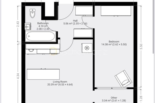 Prodej bytu 2+kk 43 m², Hnězdenská, Praha Prodej bytu 2+kk 43 m², Hnězdenská, Praha