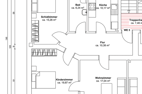 Pronájem bytu 3+1 84 m², Pestalozzistraße 5, Sckeuditz Pronájem bytu 3+1 84 m², Pestalozzistraße 5, Sckeuditz