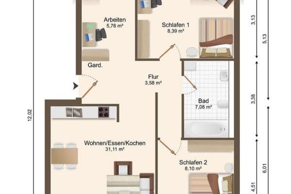 Prodej bytu 3+kk 68 m², Bietigheimer Str. 14, Ingersheim Prodej bytu 3+kk 68 m², Bietigheimer Str. 14, Ingersheim