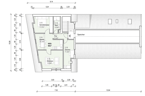 Pronájem bytu 3+1 60 m², Loppengasse 21, Nussloch Pronájem bytu 3+1 60 m², Loppengasse 21, Nussloch