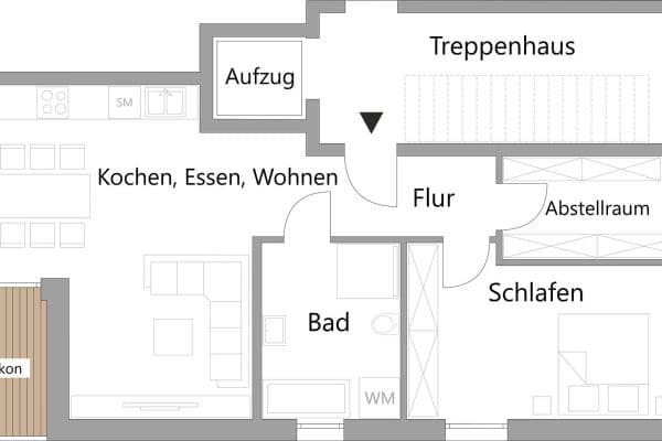 Pronájem bytu 2+1 70 m², Neunkirchen-Seelscheid Pronájem bytu 2+1 70 m², Neunkirchen-Seelscheid