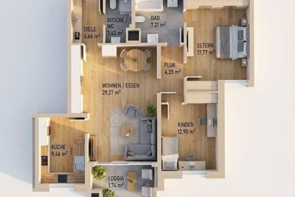 Pronájem bytu 3+1 91 m², Siegen, Severní Porýní-Vestfálsko Pronájem bytu 3+1 91 m², Siegen, Severní Porýní-Vestfálsko