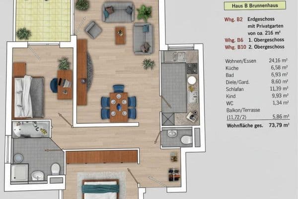 Pronájem bytu 3+1 74 m², Schwieberdingen Pronájem bytu 3+1 74 m², Schwieberdingen