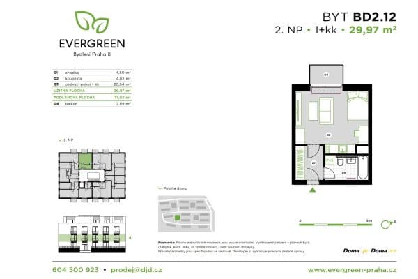 Pronájem bytu 1+kk 31 m², Křižanská, Praha Pronájem bytu 1+kk 31 m², Křižanská, Praha