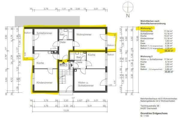 Pronájem bytu 3+kk 69 m², Teichhausstraße 38, Darmstadt, Hessen Pronájem bytu 3+kk 69 m², Teichhausstraße 38, Darmstadt, Hessen