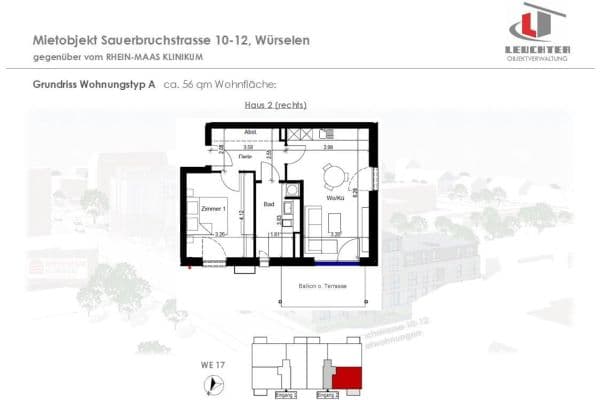 Pronájem bytu 2+1 56 m², Sauerbruchstraße 10-12, Würselen, Severní Porýní-Vestfálsko Pronájem bytu 2+1 56 m², Sauerbruchstraße 10-12, Würselen, Severní Porýní-Vestfálsko