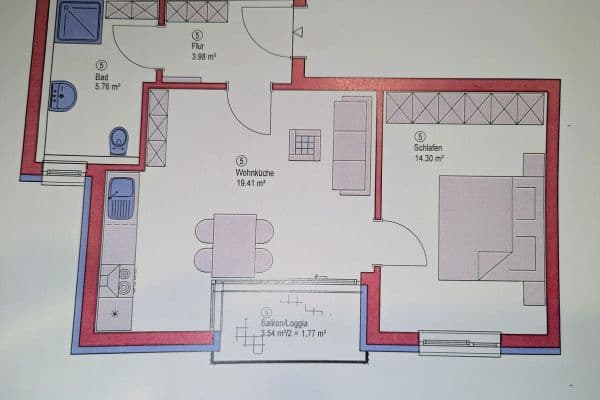 Pronájem bytu 2+1 45 m², Aubing München, Bavorsko Pronájem bytu 2+1 45 m², Aubing München, Bavorsko