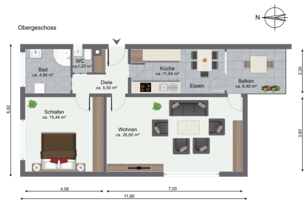 Pronájem bytu 2+1 69 m², Malmsheimer Str. 2-4, Weil der Stadt Pronájem bytu 2+1 69 m², Malmsheimer Str. 2-4, Weil der Stadt
