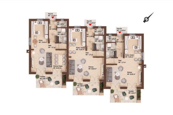 Pronájem domu 115 m², pozemek 188 m², Dorfmitte 6 D, Heiligenhagen Pronájem domu 115 m², pozemek 188 m², Dorfmitte 6 D, Heiligenhagen