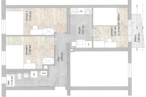 Pronájem bytu 12 m², Stadelheimer Str. 23, München, Bavorsko Pronájem bytu 12 m², Stadelheimer Str. 23, München, Bavorsko