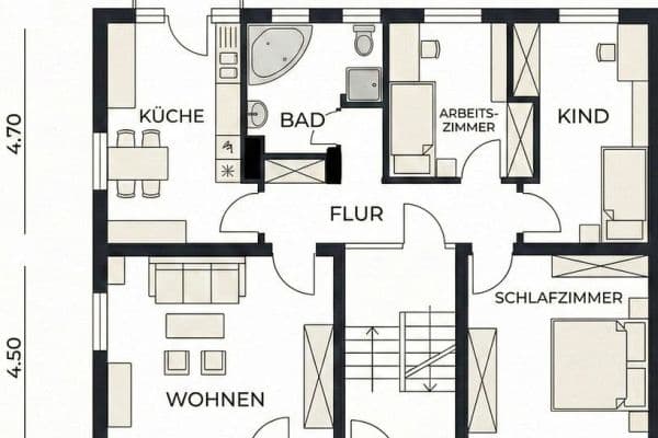 Pronájem bytu 4+1 86 m², Haslach Pronájem bytu 4+1 86 m², Haslach