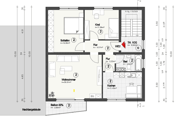 Pronájem bytu 3+1 77 m², Schiessgärten 21, Gießen Pronájem bytu 3+1 77 m², Schiessgärten 21, Gießen