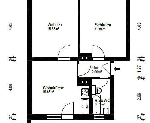 Pronájem bytu 2+1 58 m², Vonscheidtshof 5, Mülheim an der Ruhr Pronájem bytu 2+1 58 m², Vonscheidtshof 5, Mülheim an der Ruhr