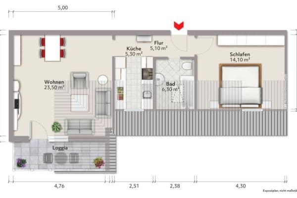Pronájem bytu 2+1 64 m², Lindenweg 13-15, Münster Pronájem bytu 2+1 64 m², Lindenweg 13-15, Münster